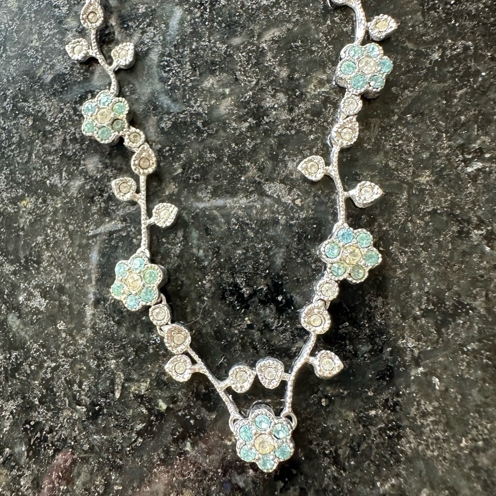 Elegant Silver and CZ Floral Necklace